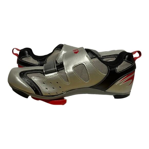Louis Garneau Mount Royal Road Cycling Shoes Silver Black Red Size 7 US SPD Men - Picture 6 of 8